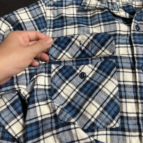 Blue and White Flannel Shirt - Size S - Picture 3 of 4